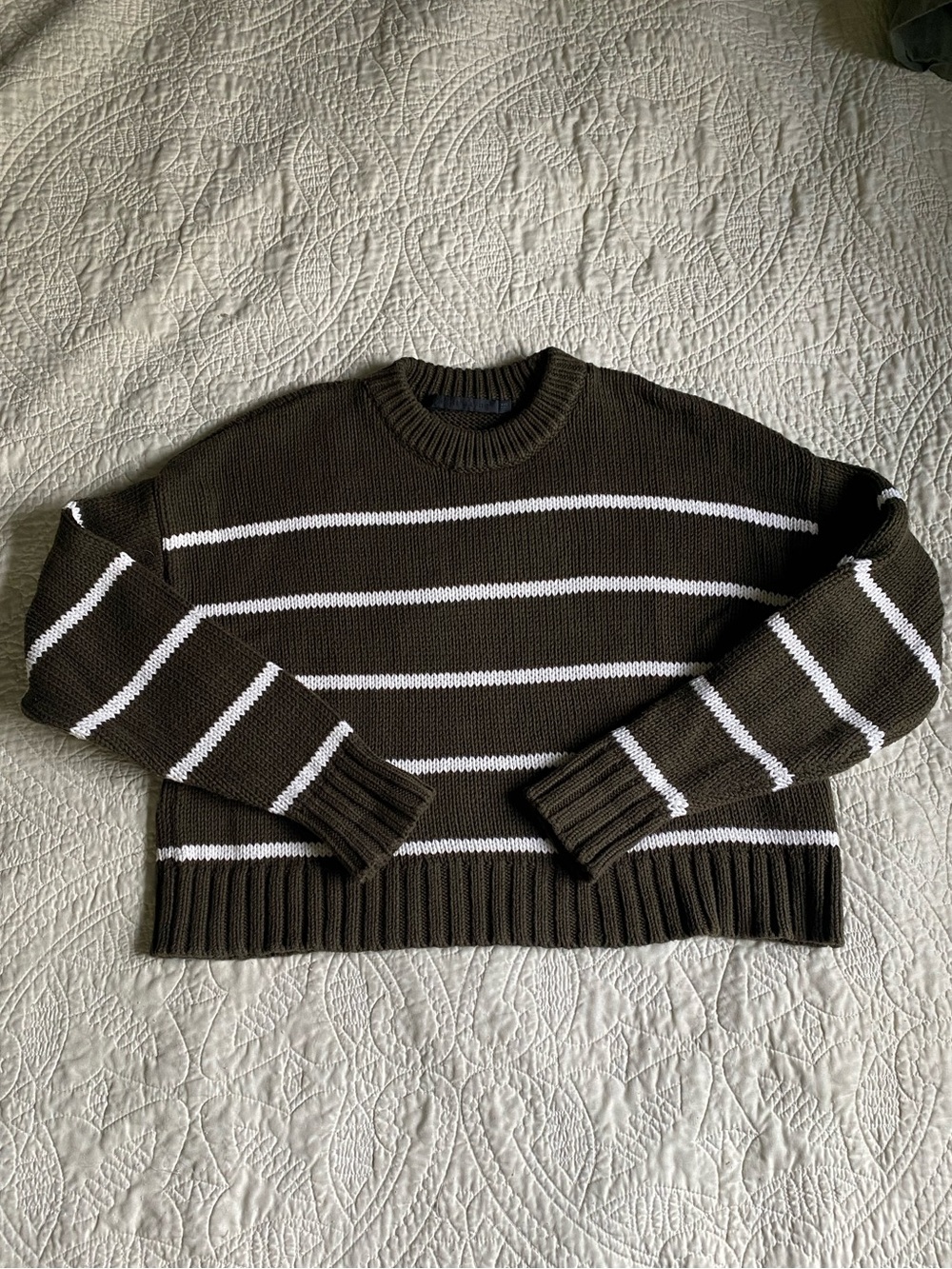 Jenni Kayne Chloe Crewneck Olive Stripe